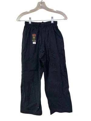 Kids Gladiator Black Martial Arts Karate Pants Elastic Waist Drawstring Size 2 - Image 1 of 4