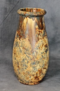 Crown Ducal Ware Arcadian Glaze Art Pottery Brown Cream Drip Tall Vase 1930s - Picture 1 of 6