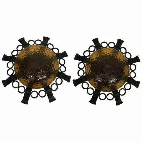 1960s Pair of Iron Brutalist Flush Mounts by Doria Leuchten of Germany Cover