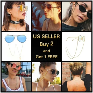 Lengthened Crystal Chain Hanging Neck Eyeglasses Holder Cord Strap Necklace - Picture 1 of 19
