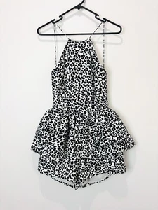 Cameo Womens Romper Playsuit S White Black Leopard Print Low Back Festival Party - Photo 1/9