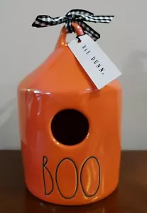 Rae Dunn Round BOO BIRDHOUSE Halloween Orange Iridescent Luster NIB - Picture 1 of 3