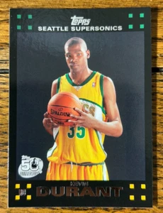 2007-08 Topps Basketball Kevin Durant #112 Base Rookie RC Black Sonics NM - Bild 1 von 2