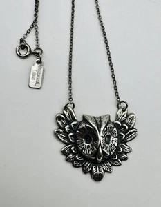 Collana gufo tono argento 3D ciondolo natura cose ornamentali bei dettagli 20" - Foto 1 di 7