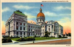 Unposted Linen Post Card The State Capitol Building Indianapolis Indiana - Picture 1 of 2