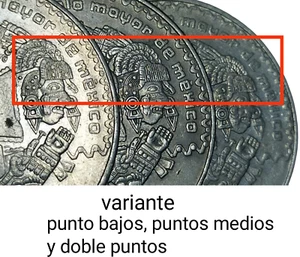 $50 pesos GODDESS COYOLXAUHQUI Mexico 1982 VARIANTES DE PUNTOS EN CABELLO - Picture 1 of 10