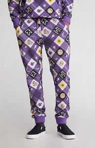 Kappa Purple Black All Over Print Logo Edmar Fleece Men's Jogger Pants L NWT - Picture 1 of 10