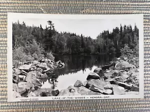 Cartolina fotografica reale RPPC Lago dei Boschi Kenora Ontario Canada - Foto 1 di 2