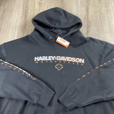 Harley Davidson 3XL толстовка с капюшоном черный вырезка девочка рукав печати Mancuso Texas пуловер - Изображение 1 из 4