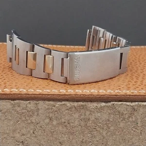 Cinturino orologio vintage 17mm Bulova Stelux acciaio inox e oro nos classico anni 70 - Foto 1 di 7