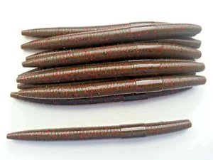 100 pk 5" Senko style Worms- GREEN PUMPKIN RED FLAKE- Bass Lure SCENT & SALT-USA - Picture 1 of 9