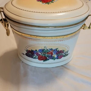 Knotts Berry Farm Foods Snap Lid Ceramic Jar Cookie Canister Fruit Design - Picture 1 of 9