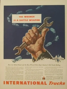 1940 international trucks print Ad, The Wrench Is A Battle Weapon - Picture 1 of 1