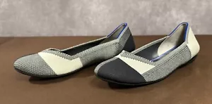 Rothy’s Flat Women Round Toe Buffalo Plaid Retired Black Gray Cream Sz 8.5 Used* - Picture 1 of 15