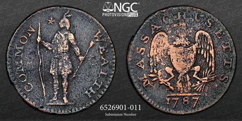 1787 1/2C MASSACHUSETTS HALF CENT COLONIAL COPPER NGC VF DETAILS #6526901-011 Cover