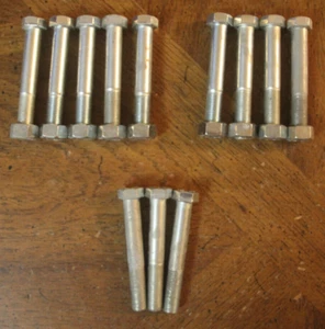 12 Midwest Befestigungselement 7/16 Zoll x 3 Zoll lange Zink-Sechskantschrauben & 9 Muttern Feingewinde Klasse 5 - Bild 1 von 6