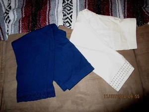 GIRLYFIELD chopped leggings , navy blue and ivory, size L(10/12)...NEW - Picture 1 of 11