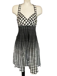 Calvin Klein Graduated Black Polkadot Sundress Women's SZ 6 & Yellow Cardigan - Picture 1 of 8