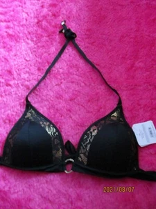 ANN SUMMER UNDERWIRED TRIANGLE BOOST BLACK/GOLD BIKINI TOP SIZE 16 NWT LILIA' - Picture 1 of 2