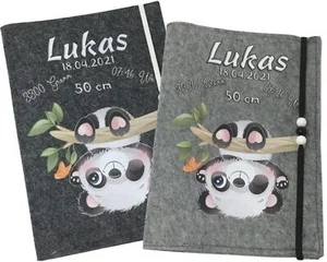U Heft Hülle mit Namen Filz personalisiert Impfpausweis Panda Untersuchungsheft - Bild 1 von 24