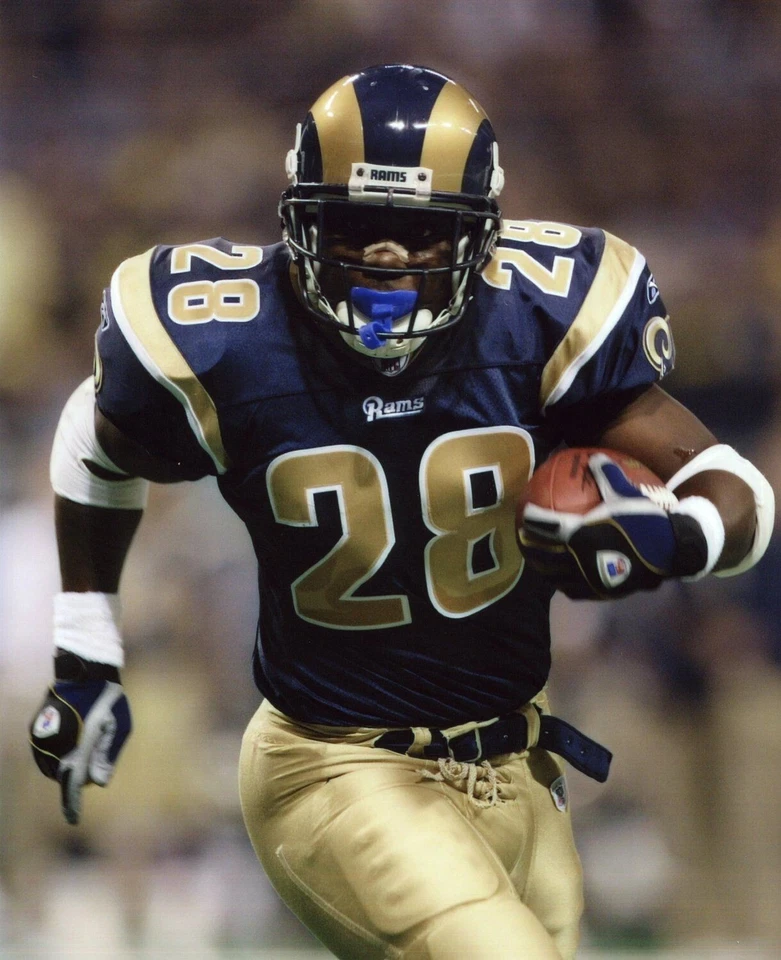 Foto impresa de fútbol americano de la NFL de los St Louis Rams Marshall Faulk 8x10 Foto 1 de 1