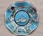 Walt Disney World Graphic Clear White Rim Fluted Souvenir Plate Vintage 1970's