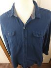 Vintage Woolrich Blue Herringbone Shirt Size Xxl 100% Cotton Double Pocket