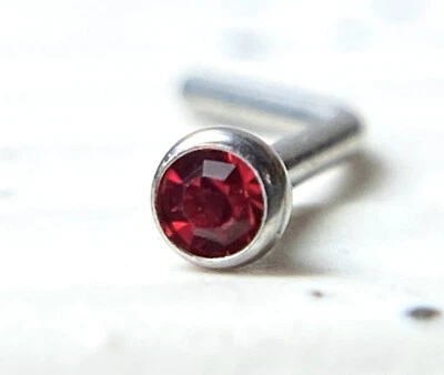 1pc L-Bend 20g Nose Ring Stud Screw Press-Fit CZ Gem 316L Surgical Steel - Image 1 of 4