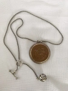 Vintage 925 Sterling Silber Silpada Tabetan Münze Halskette 17" lang - Bild 1 von 9