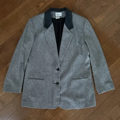 Blazer de Colección London Mezcla de Lana Niebla Negro/Blanco Pata de Gallo Gamuza Cuello Bolsillos Foto 1 de 4