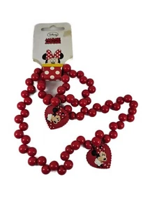 Minnie Mouse Red Necklace & Bracelet Set Beaded With Charms - Picture 1 of 1