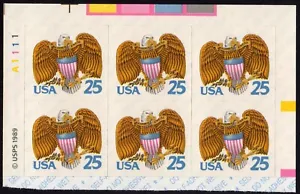 Scott #2431a Eagle & Shield Booklet Pane Plate Block of 6 Stamps - MNH Y R - Picture 1 of 1