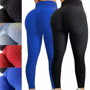 Women Push Up Leggings Yoga Pants Anti Cellulite Fitness Ruched Scrunch Trousers - Picture 1 of 21