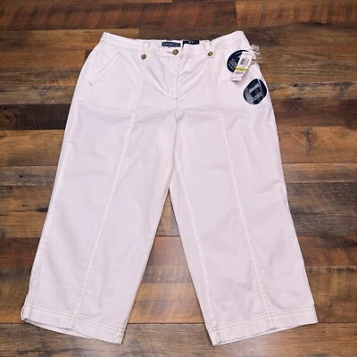 Pantalones capri Karen Scott para mujer 14 blancos control de barriga tiro alto elásticos nuevos  Foto 1 de 4