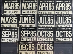 1985 Massachusetts Original Unused License Plate Expiration Stickers Mint MA - Picture 1 of 1