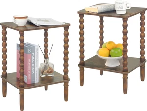 Side Tables Set of 2, Small End Table with Storage Shelf, Night Stand Set 2 Beds - Picture 1 of 12