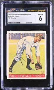 1978 Dover Publications Hall of Fame Karten Nachdrucke #189 Joe Cronin JSA AU CGC 6 - Bild 1 von 2