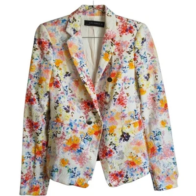 Chaqueta Zara Mujer España Primavera Verano Forrada Floral con Botones Plateados Talla XS Foto 1 de 4
