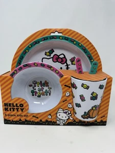 Hello Kitty Halloween 5 Piezas Niños Juego de Cena Plato Tazón Taza Melamina Muy Buen Estado Raro - Imagen 1 de 8