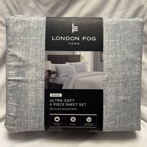 London Fog Home Ultraweiches 4-teiliges Queen-Bettwäscheset aus gebürsteter Mikrofaser. - Bild 1 von 5