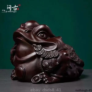 1 Stck. Chinesische schwarze Sandelholz Holzschnitzerei Kröte Wohndeko - Bild 1 von 2