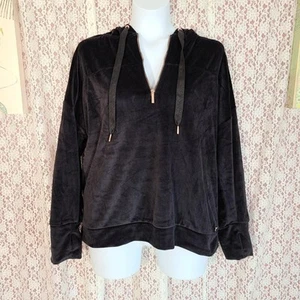 Nine west active black velvet quarter zip pullover hoodie 2x - Picture 1 of 4