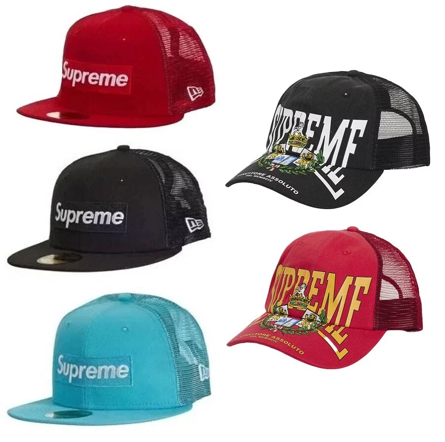 Supreme Crest Mesh Back 6-Panel Box Logo Mesh Back New Era Hat