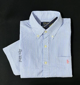 Polo Ralph Lauren Men's RL Untucked Fit Seersucker Shirt Blue/White SZ.M NWT$125 - Picture 1 of 8
