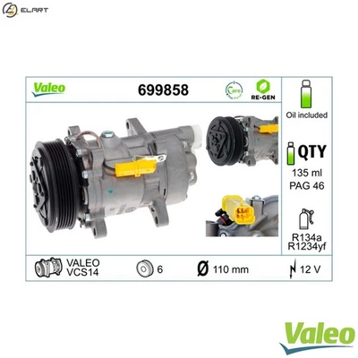 COMPRESSOR AIR CONDITIONING 699858 FOR PEUGEOT 206/SW/Hatchback/Van 307/Break - Image 1 of 4