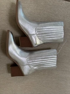 Forever 21 Silber Cowboystiefel Western Absatz Neu Größe 7 - Bild 1 von 8