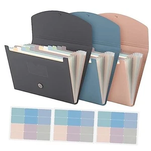 3 Pcs Expanding File Folder 13 Pockets File Organizer with Labels Multi Colors - Picture 1 of 7