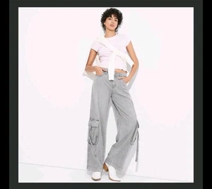 Women's Mid-Rise Wide Leg Cargo Baggy Pants Size 4 - Wild Fable - Picture 1 of 8