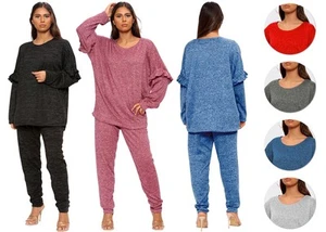2 Piece Ladies Italian Activewear Tracksuit Summer Casual Long Sleeve Crew Neck - Picture 1 of 38