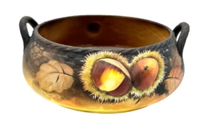 Atq Nippon Morimura Moriage Porcelain Handled Acorn Bowl Hand Painted Circa 1920 - Picture 1 of 7